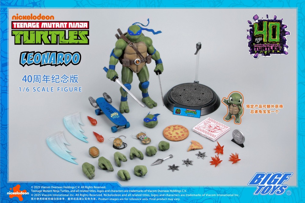 Pre order! BIGFTOYS TNMT 1/6 LEONARDO Figure 40th Anniversary Edition BIGF-001