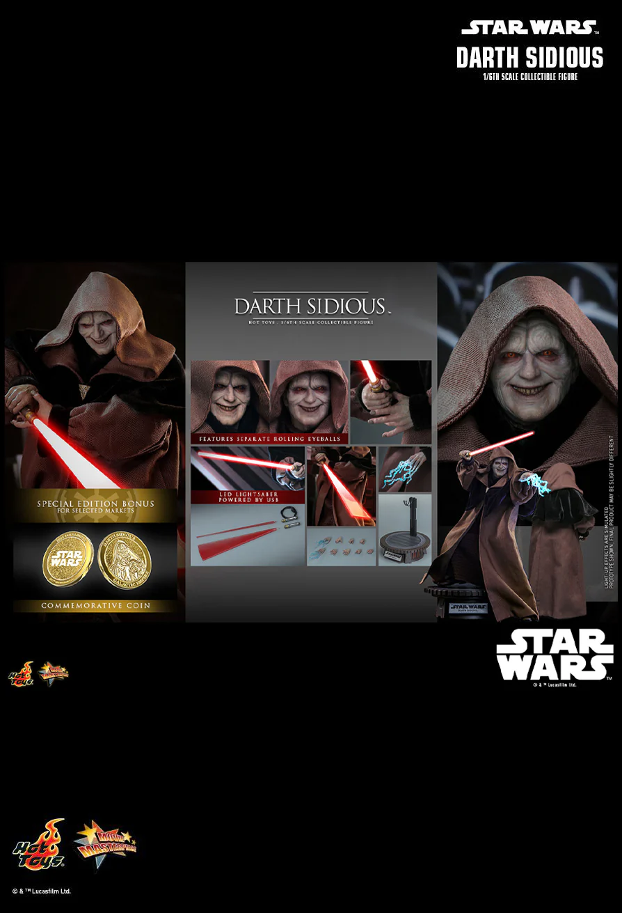 In Stock! Hot Toys MMS745B Star Wars Revenge of the Sith Darth Sidious 1/6 Figure Exclusive Edition