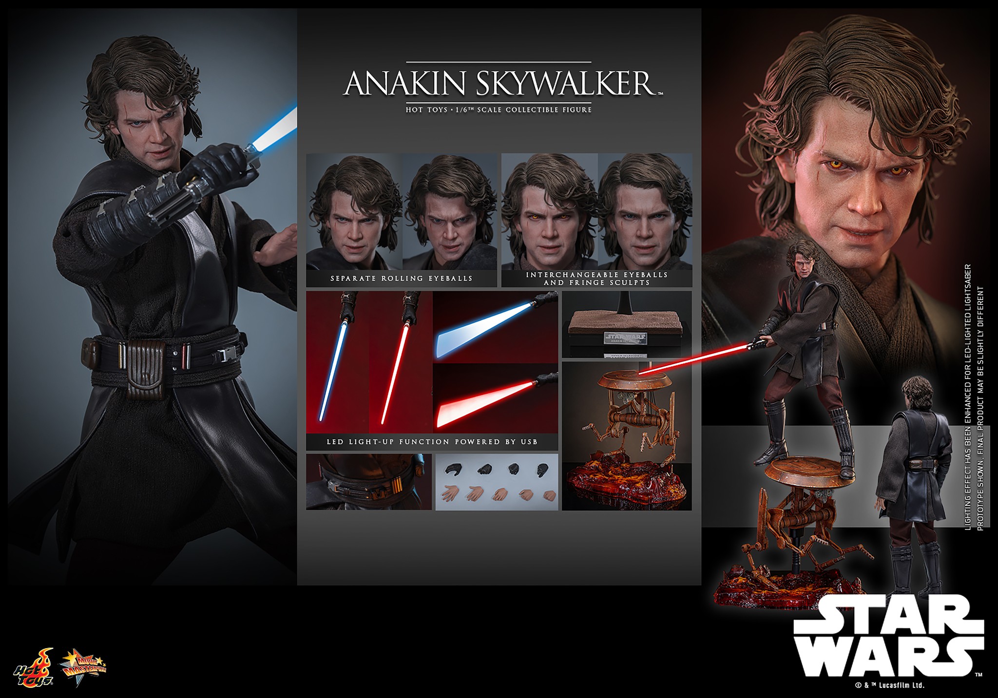 Discount bundle! Hot Toys Anakin Skywalker + Obi-Wan Kenobi (Mustafar) Star Wars: Revenge of the Sith 1/6 scale Collectible Figure