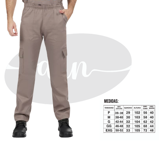 CALÇA CARGO EM BRIM GROSSO 2 BOLSOS