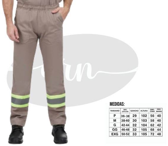 CALÇA BRIM GROSSO COM FAIXAS REFLETIVAS