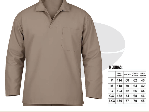 CAMISA MANGA LONGA EM BRIM SEM FAIXAS REFLETIVAS