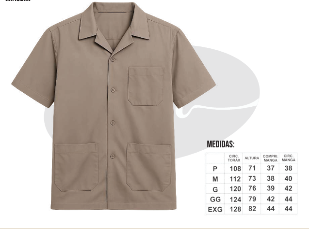 JALECO MANGA CURTA EM BRIM 