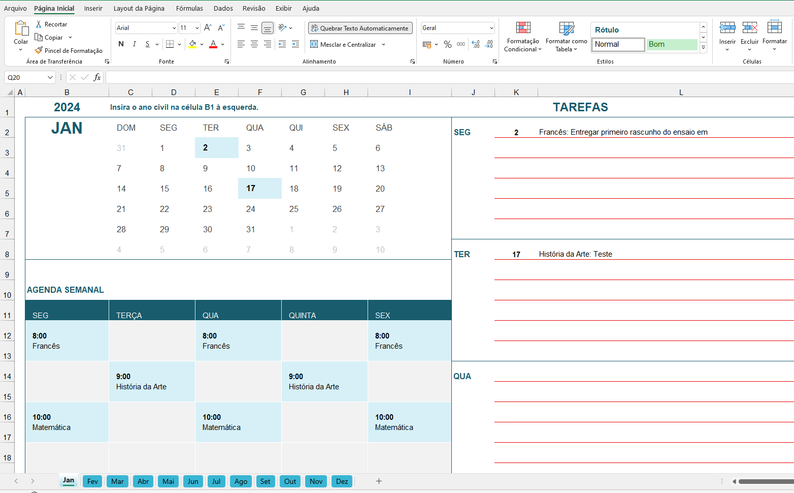 Calendário do Aluno