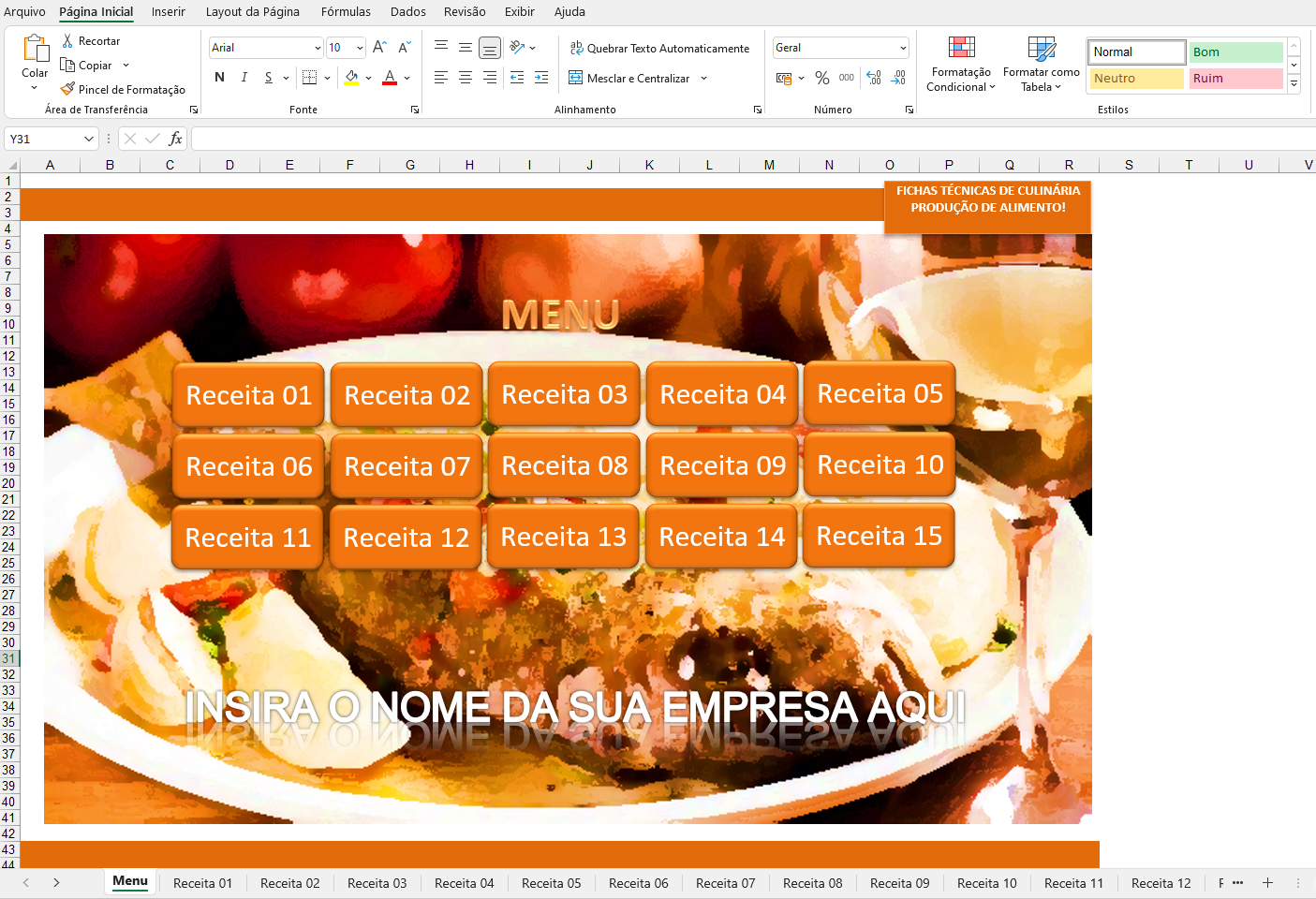 Receitas - Fichas de preencher