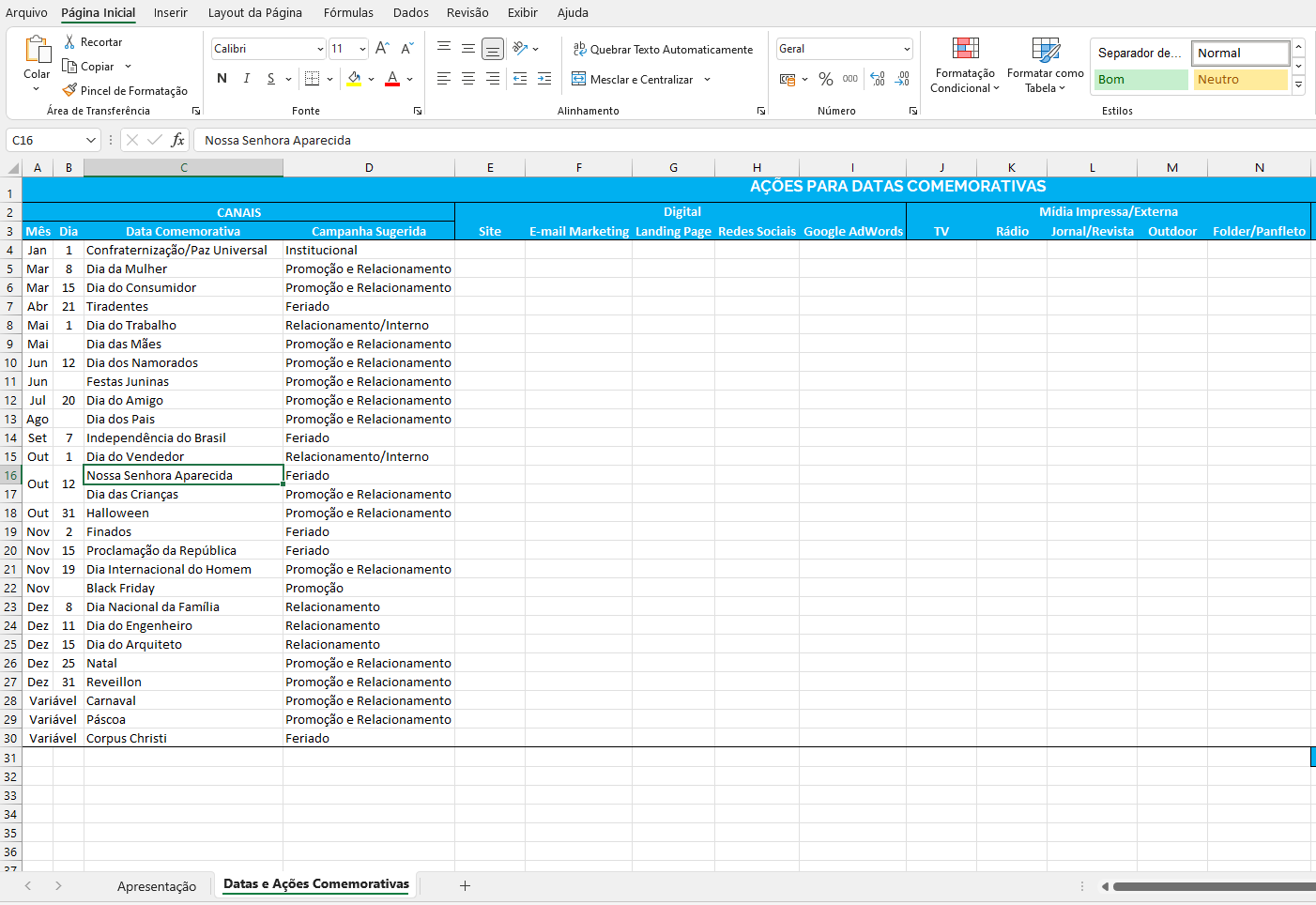 Datas Comemorativas