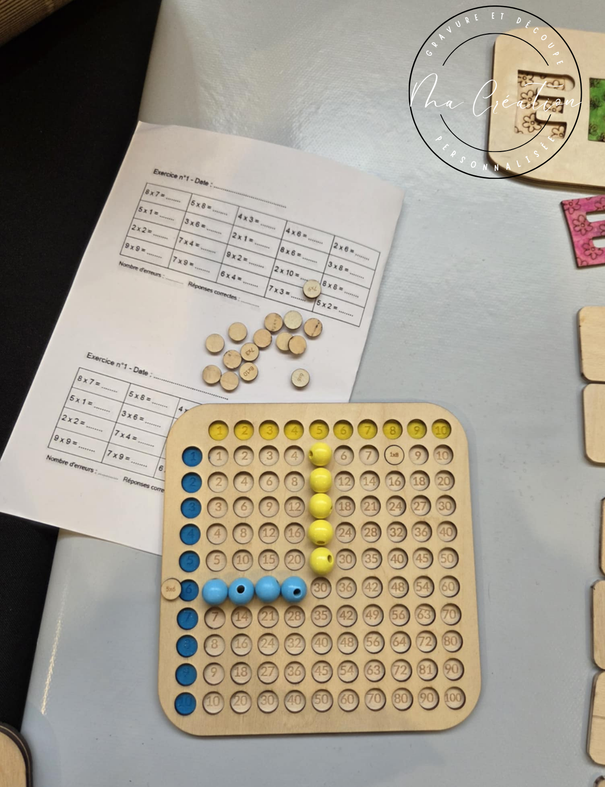 Jeu de calcul en bois