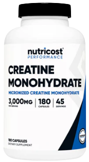 Creatina Monohidratada Micronizada 3,000mg por Servicio 180 Cápsulas Nutricost