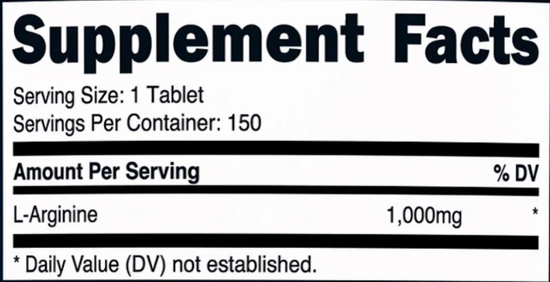 L-Arginina 1,000mg 150 Cápsulas Nutricost