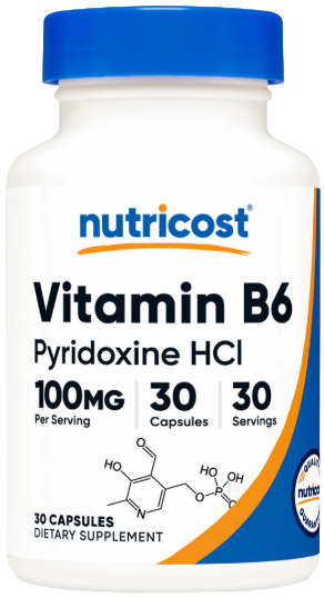 Vitamina B6 100mg 30 Cápsulas Nutricost