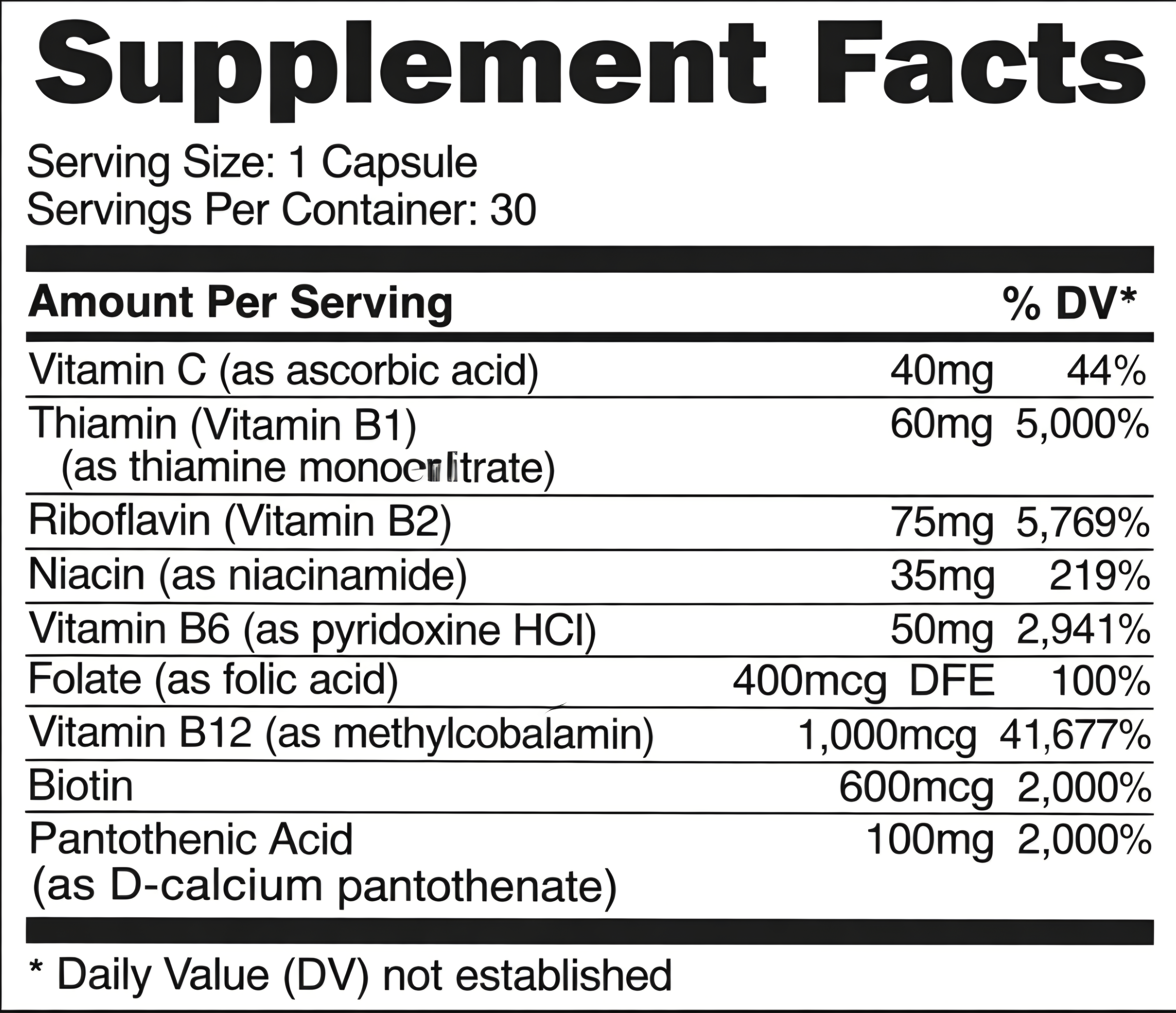 Complejo de Vitamina B 460mg 30 Cápsulas Nutricost