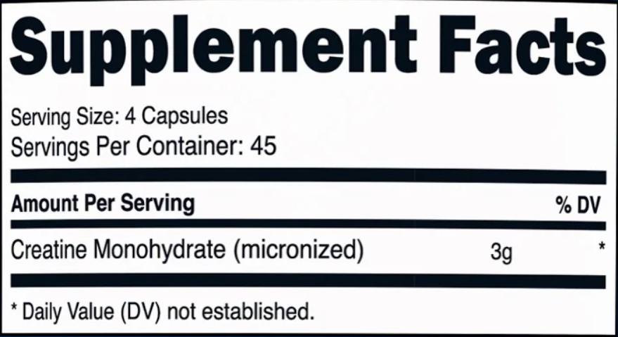 Creatina Monohidratada Micronizada 3,000mg por Servicio 180 Cápsulas Nutricost