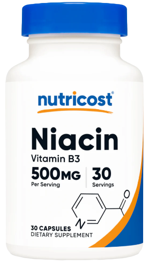Vitamina B3 (Niacina) 500mg 30 Cápsulas Nutricost