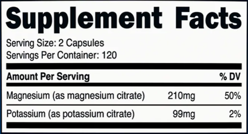 Citrato de Potasio (99mg) y Citrato de Magnesio (210mg) 240 Tabletas/120 Servicios Nutricost