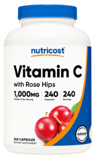 Vitamina C 1,000mg con Rosa Mosqueta 240 Cápsulas Nutricost