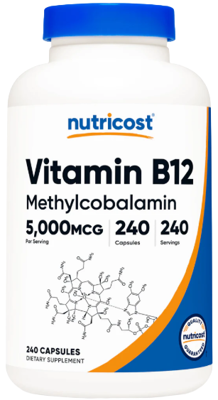 Vitamina B12 Metilcobalamina 5,000mcg 240 Cápsulas Nutricost
