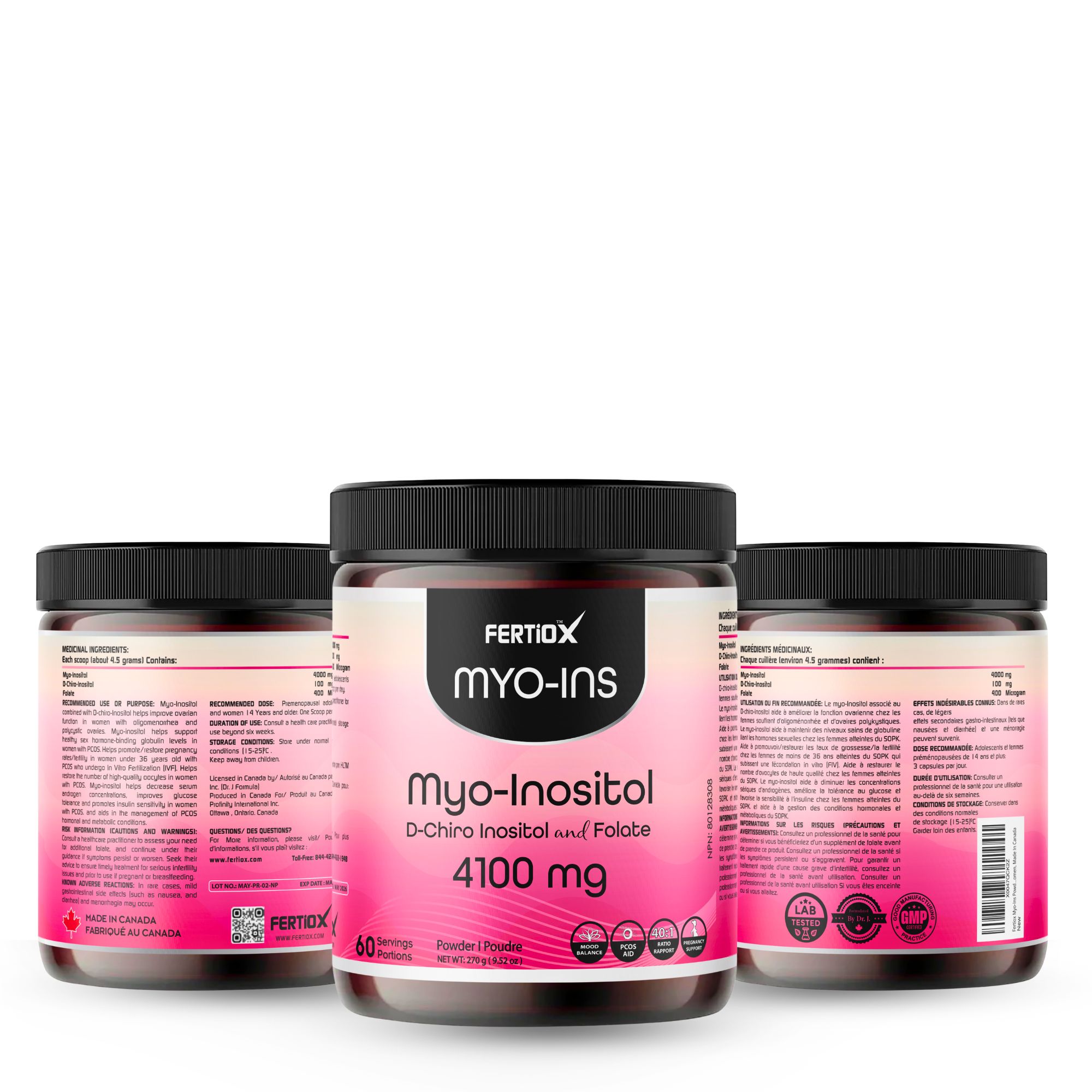 Fertiox Myo Ins Myo-Inositol & D-Chiro Inositol with Folic Acid - Powder - 4100 mg