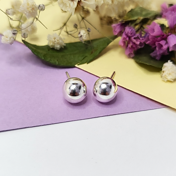 Aretes bolita plata 925