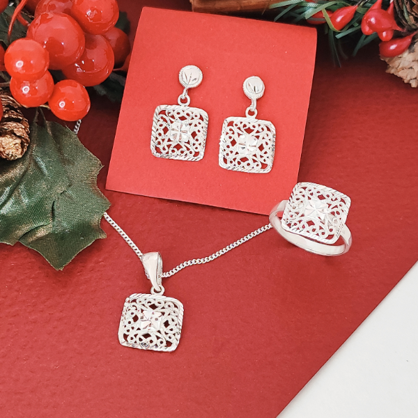 Set cuadrado filigrana plata 925