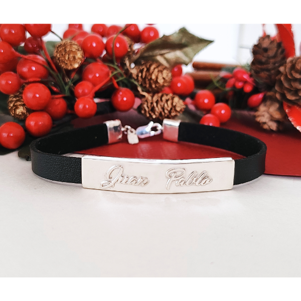 Pulsera personalizada con placa plata 925