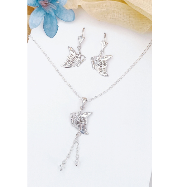 set de mariposa plata 925