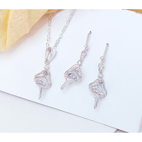 Conjunto de joyería de bailarina en plata 925