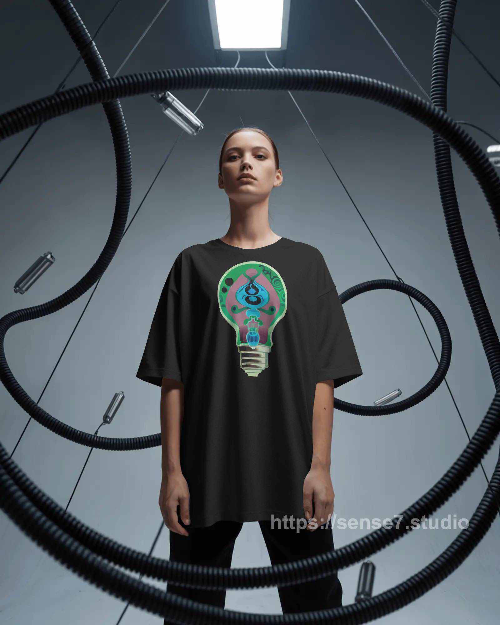 Psychedelic Lightbulb Graphic T-Shirt
