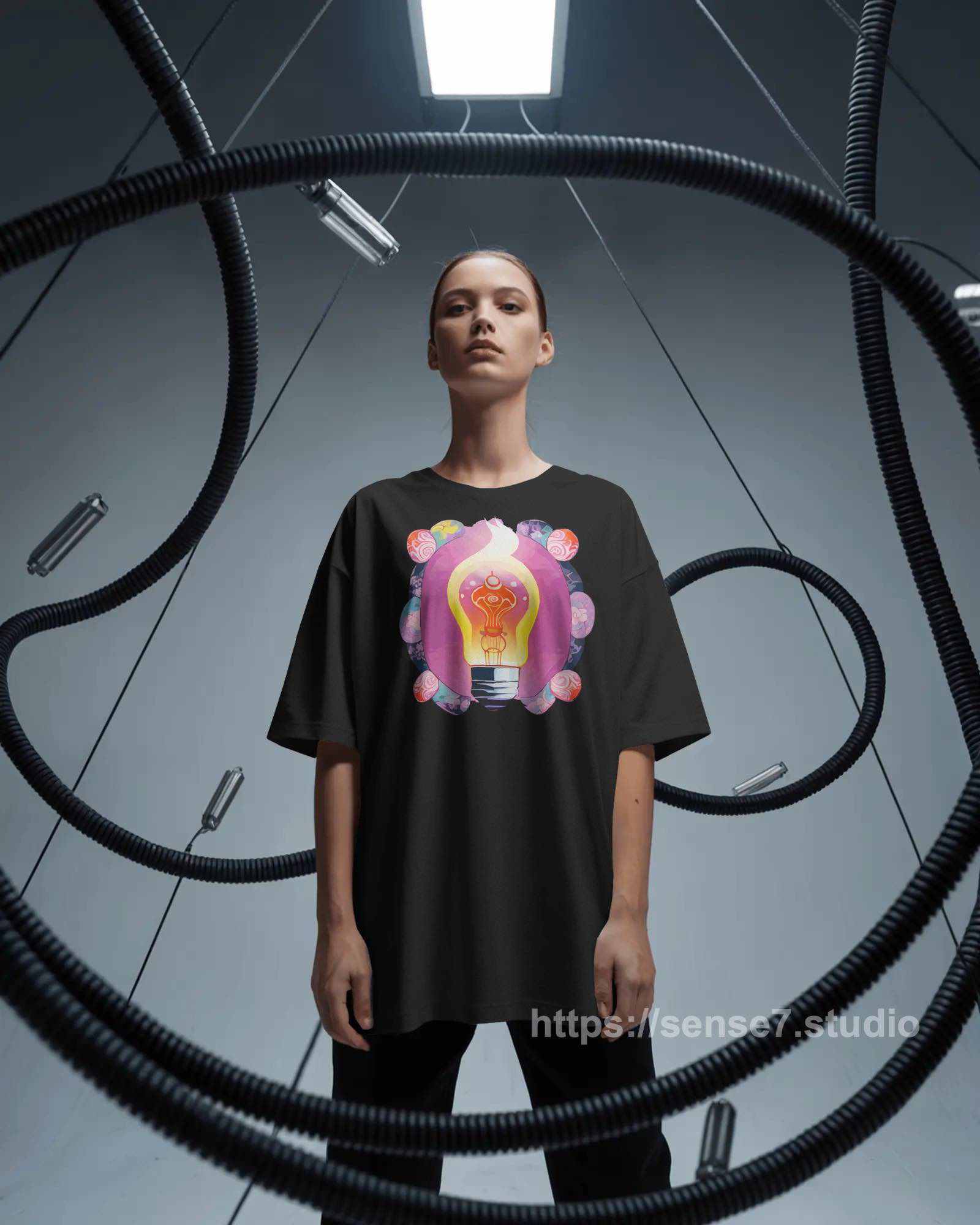Creative Light Bulb Graphic T-Shirt