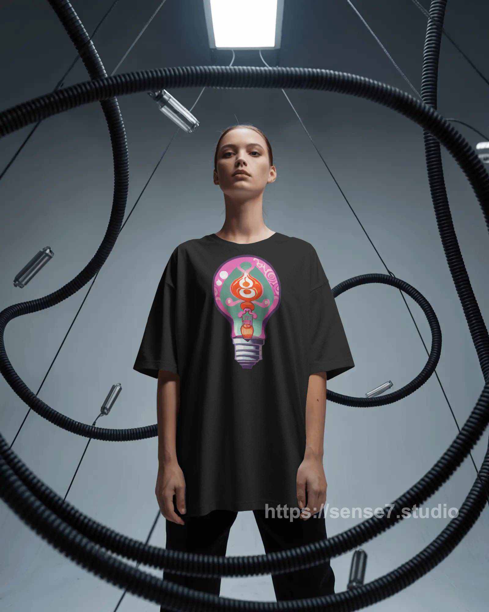 Psychedelic Lightbulb Graphic T-Shirt