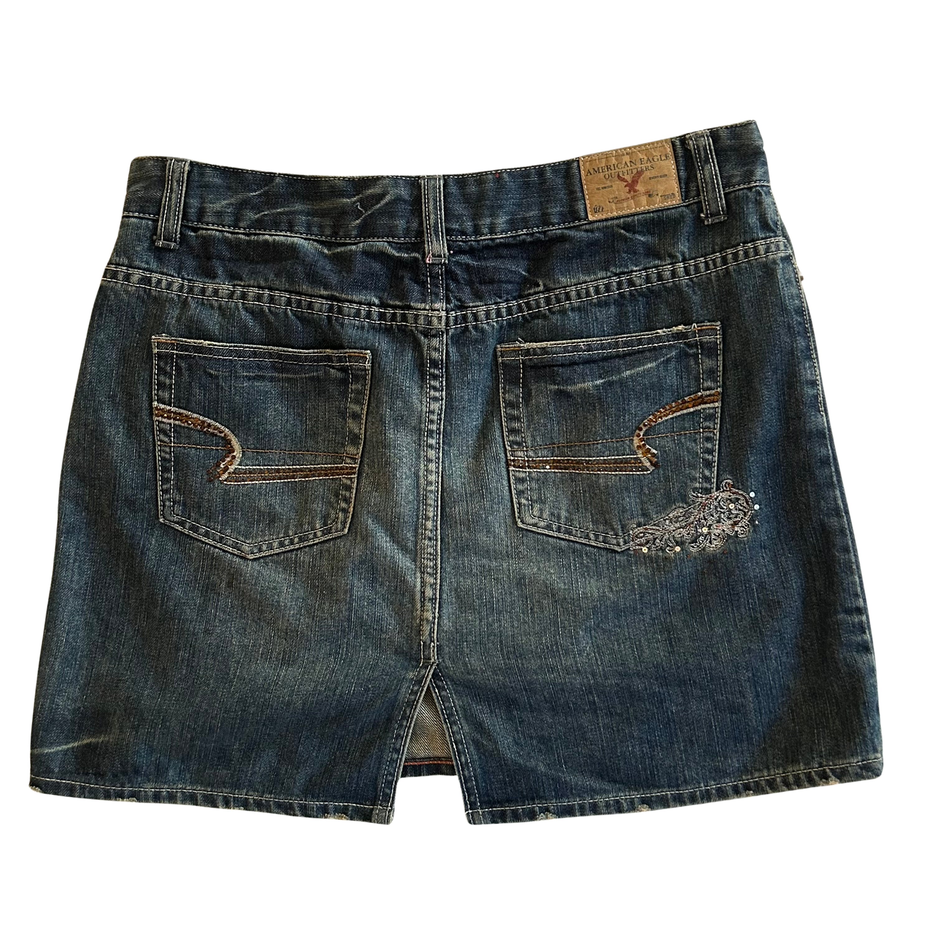 Embroidered Denim Mini Skirt