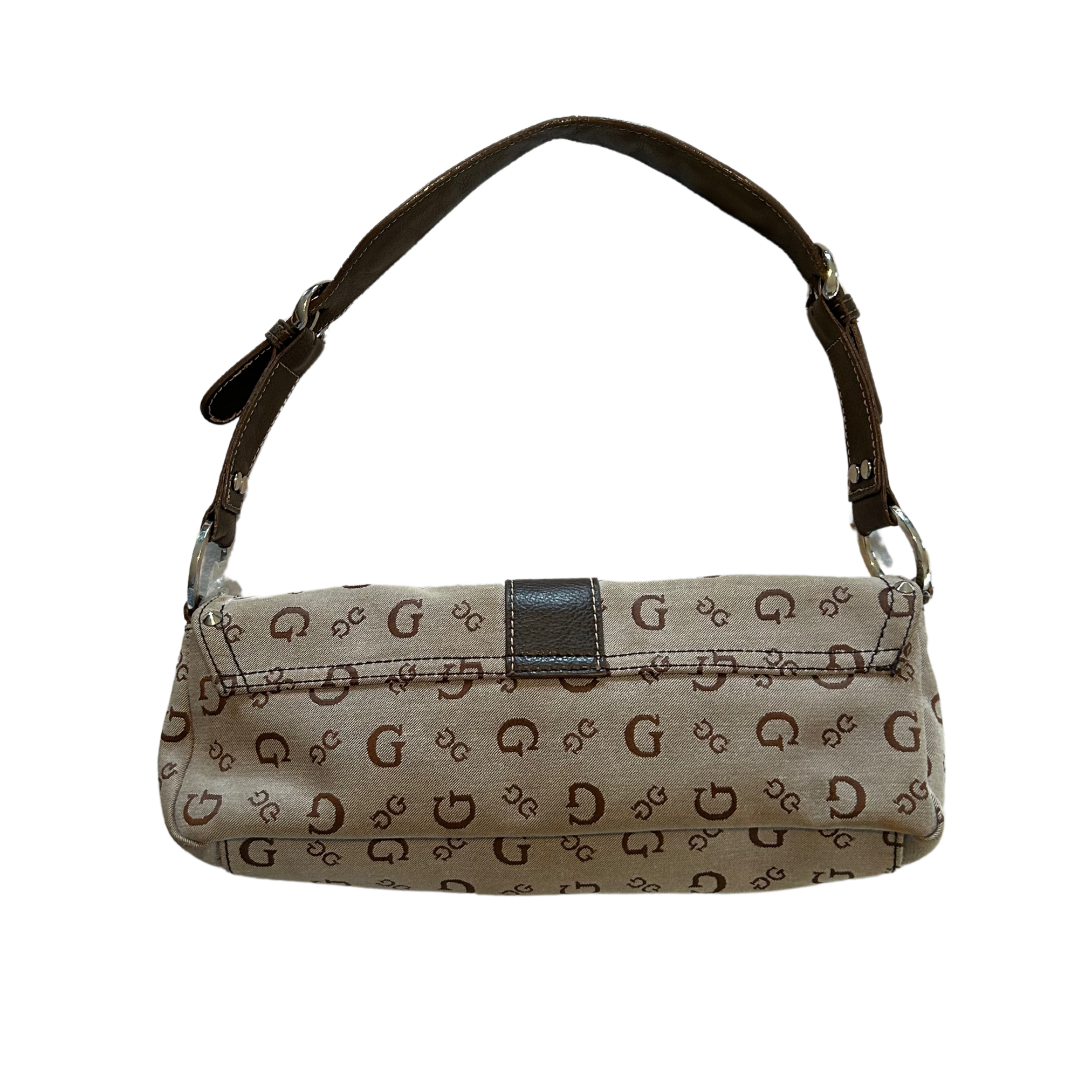 y2k GUESS Monogram Baguette Shoulder Bag