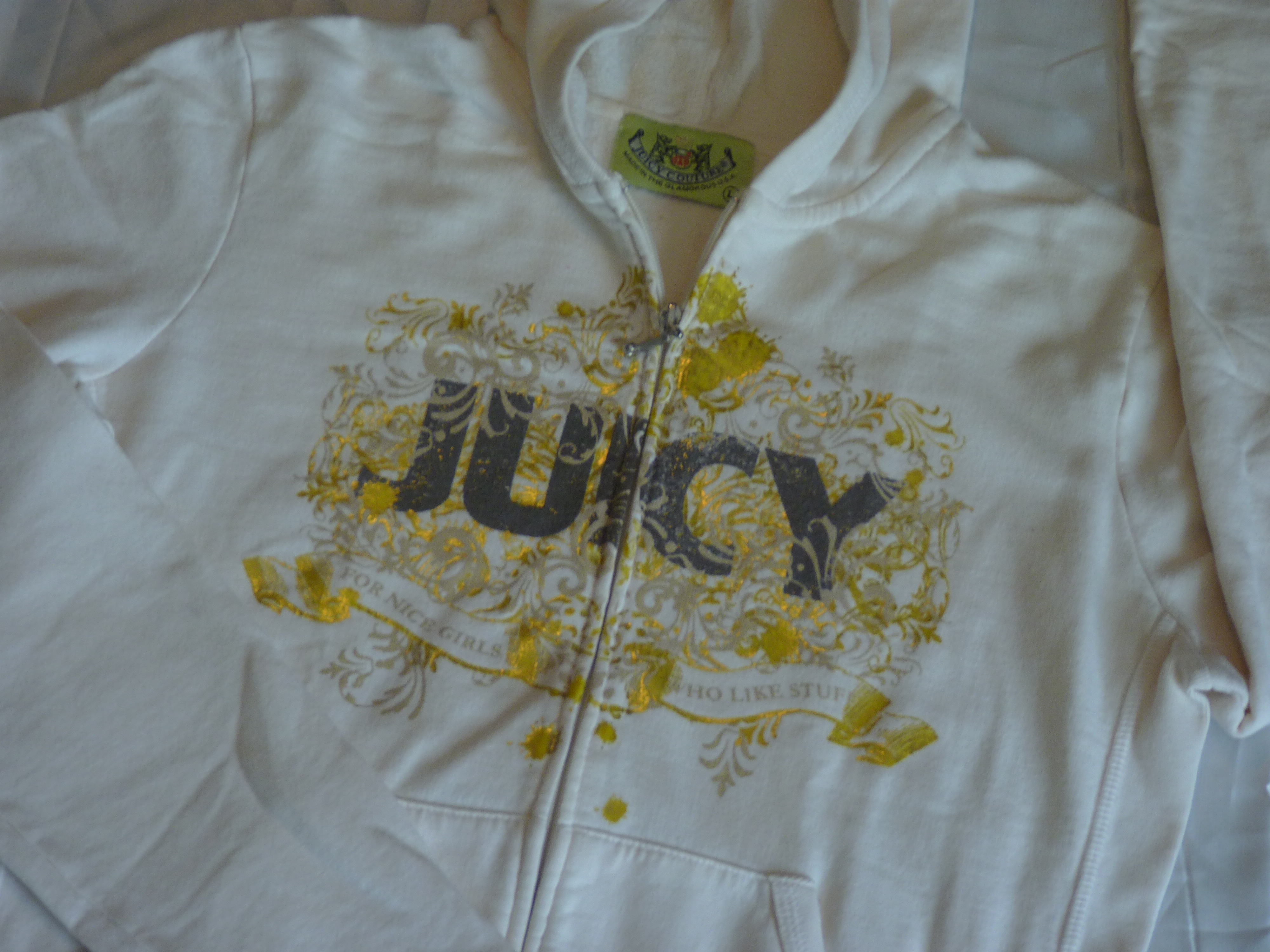 Vintage Juicy Couture White French Terry Cloth Hoodie