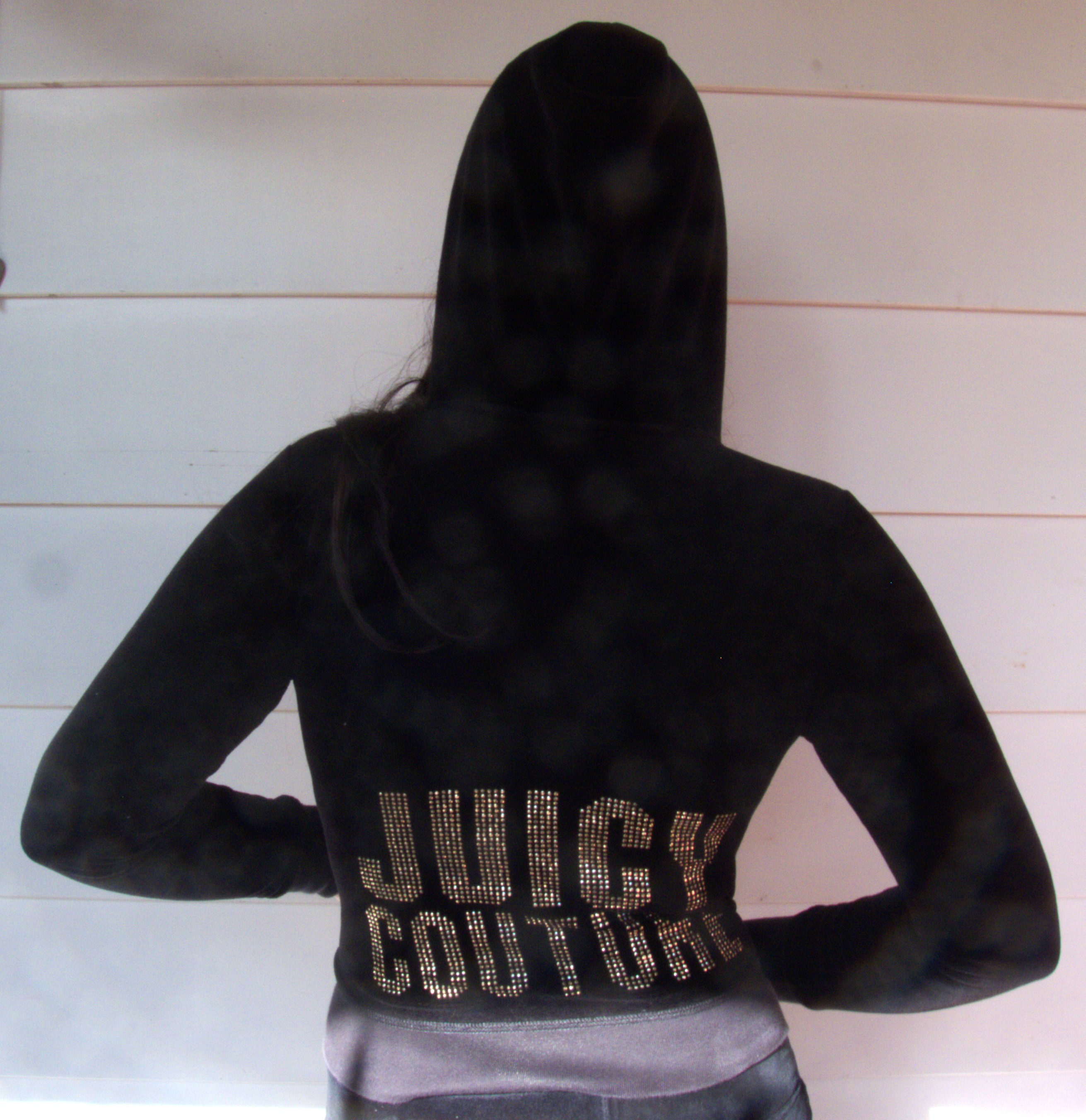 Juicy Couture Black Zip Up Hoodie Velour 