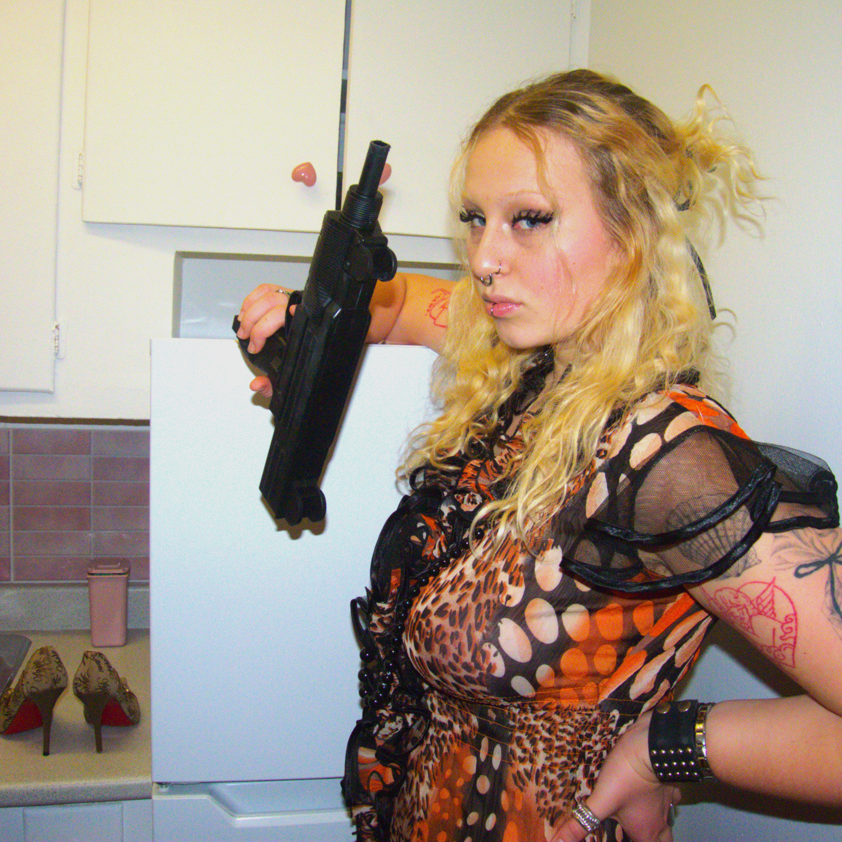 "Jungle" Animal print graphic ruffle Dress