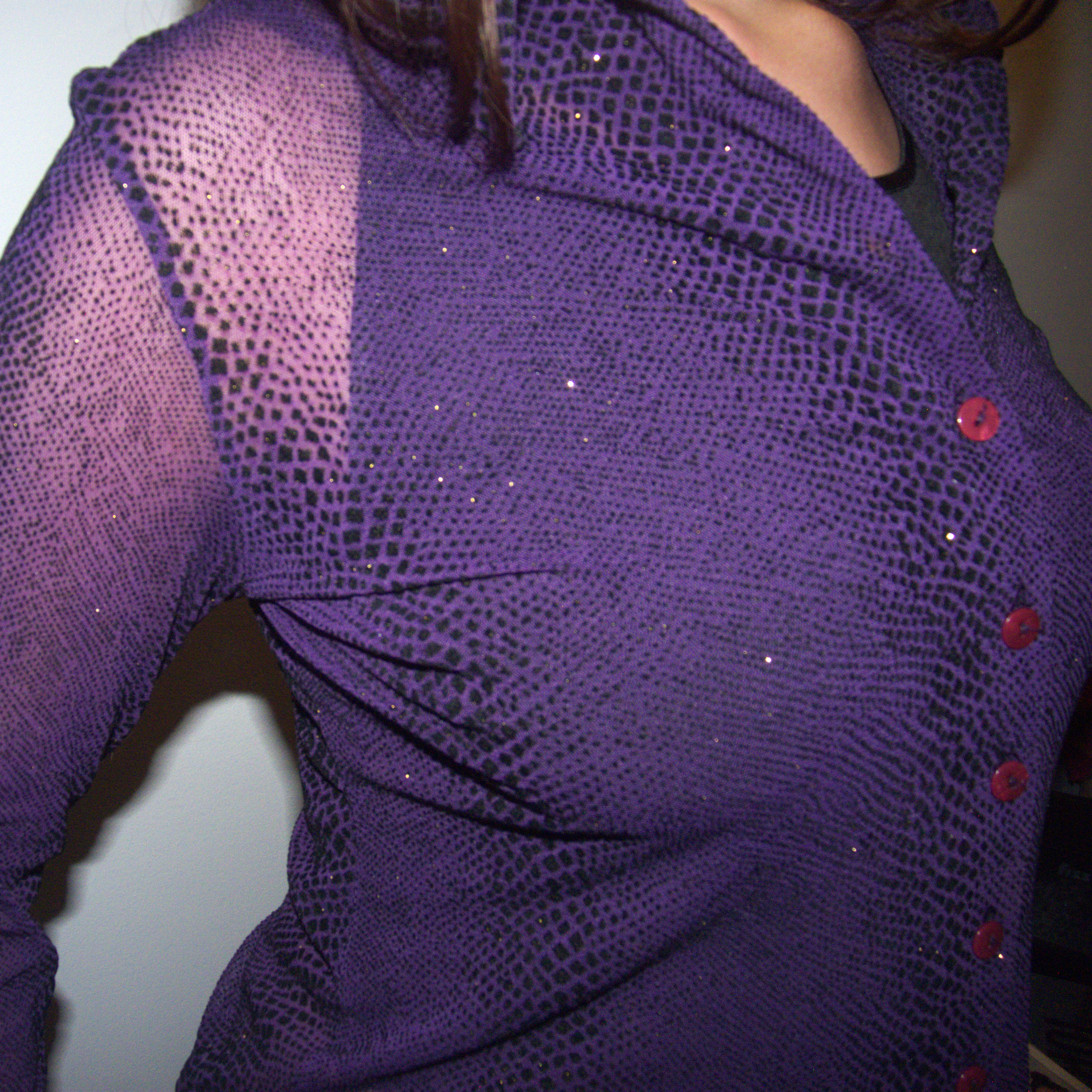 "PURPLE SNAKE": Snake-print transparent Button-Up Shirt