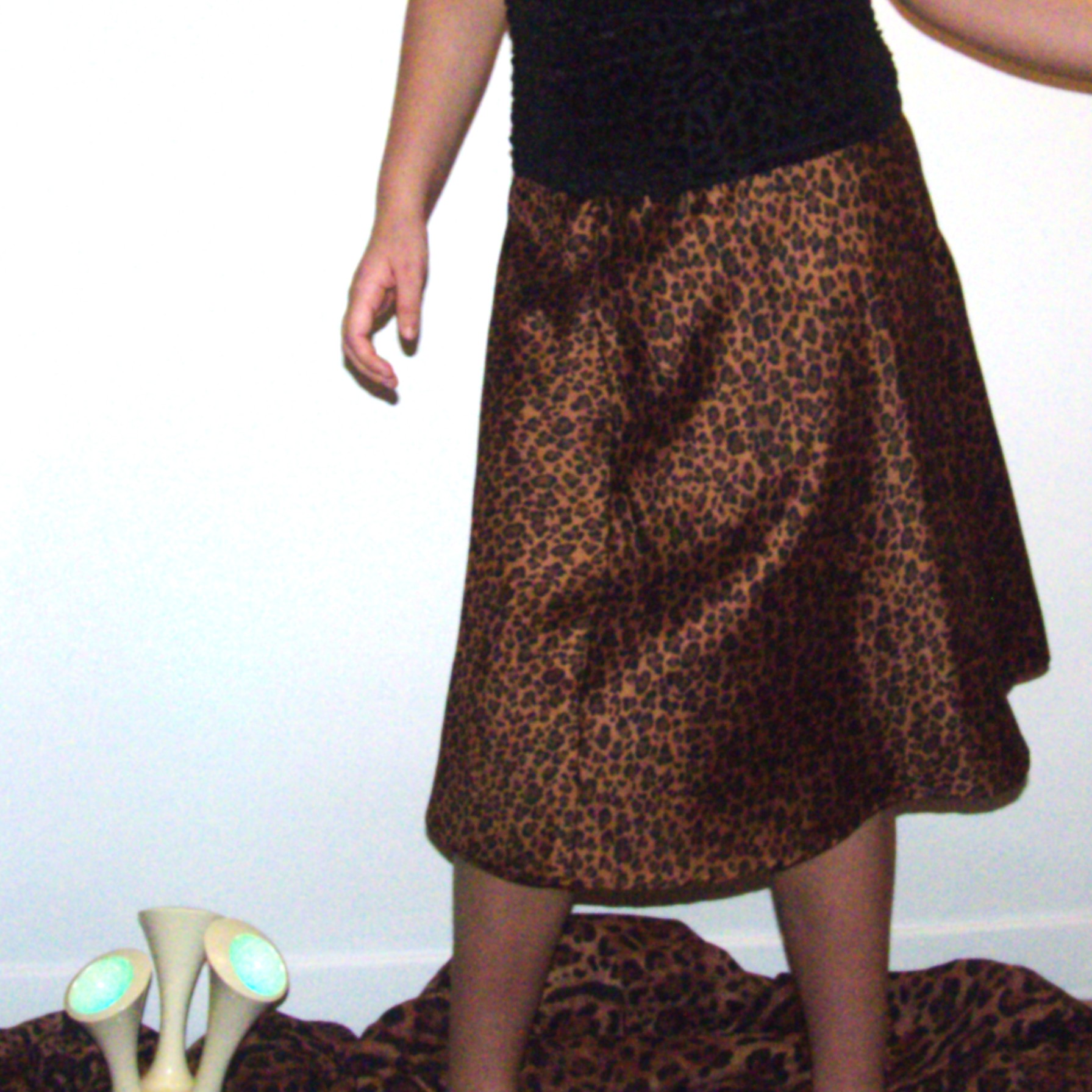"CLAWSS": Leopard Print Silky Midi Skirt