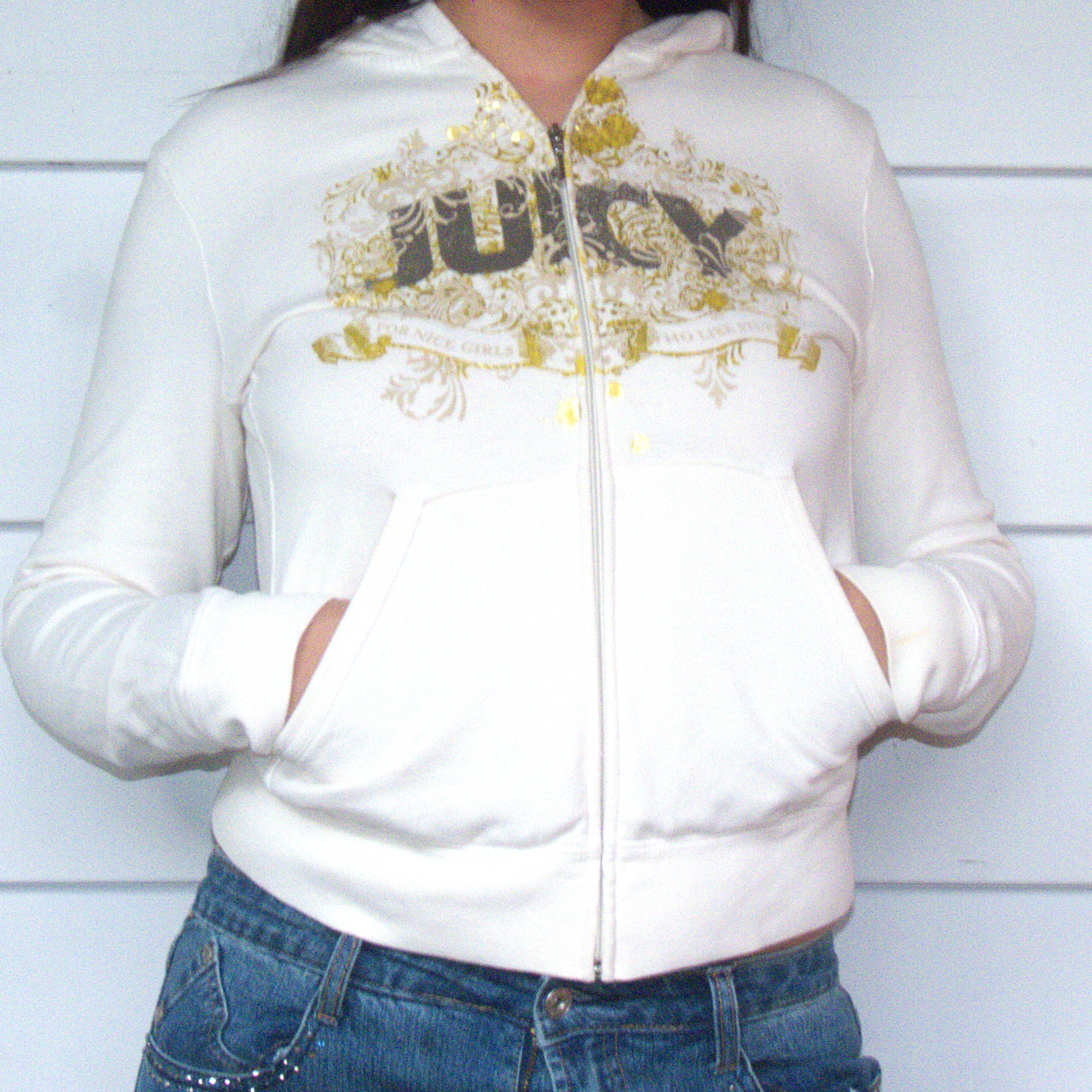 Vintage Juicy Couture White French Terry Cloth Hoodie