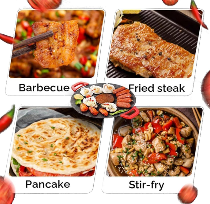 Smokeless Electric BBQ Grill Baking Trays, Korean Pan Nonstick Cooking Griddle Pan Pancake Maker, Medical Stone Coating 5 Level Temperature Control, Rapid Heat Up 14.2 In