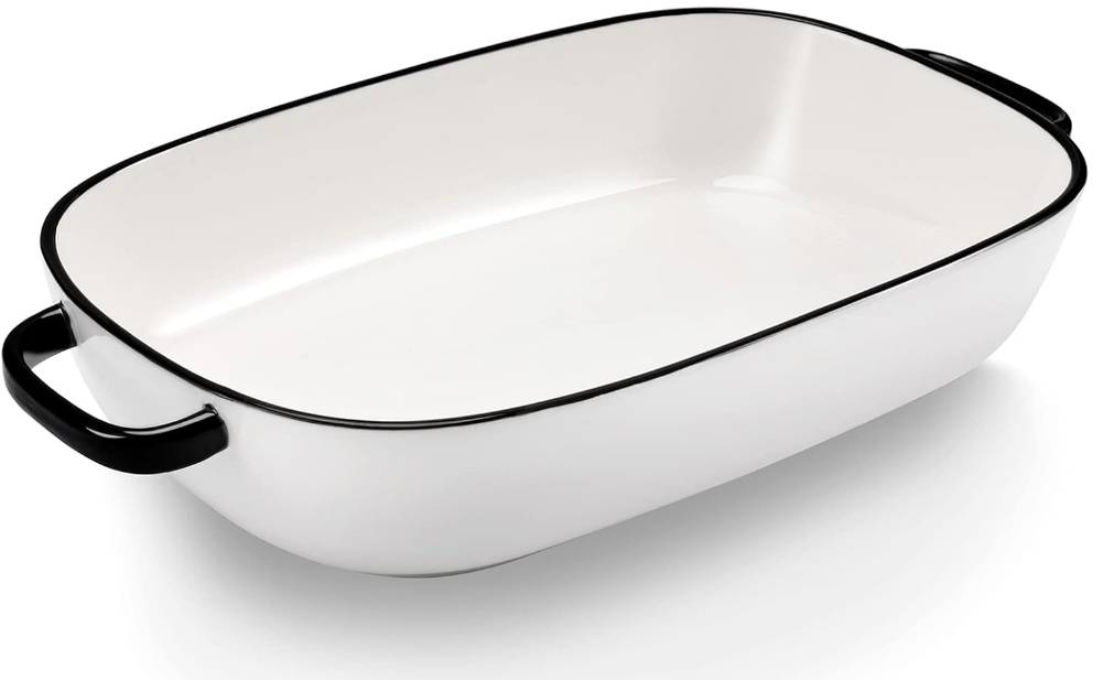 6 Quart Large Rectangular Baking Dish, 16x11 Inches Ceramic Baking Pan Casserole Dish for Cooking,Kitchen and Daily Use, Safe for Oven Microwave Refrigerator Disinfection Cabinet and Dishwasher,White