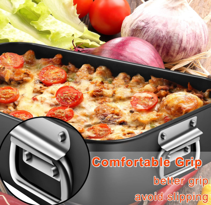 Lasagna Pan Deep, Baking Pan for Oven, 16x12x3 Inch Baking Dishes for Oven, Roasting Pan Brownie Pan with Handles, Rectangle Cake Pans Sets for Baking, Deep Baking Pan, Nonstick Bakeware Set