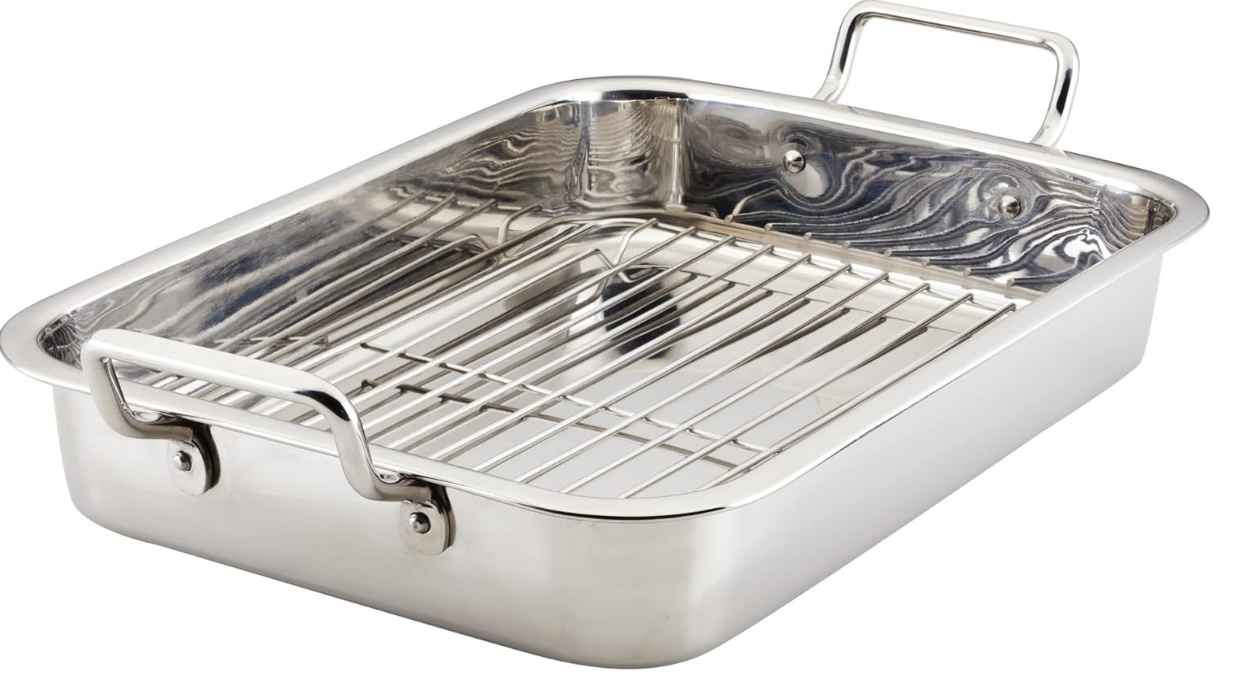 Classic Traditions Stainless Steel Roaster/Roasting Pan with Rack, 17 Inch x 12.25 Inch