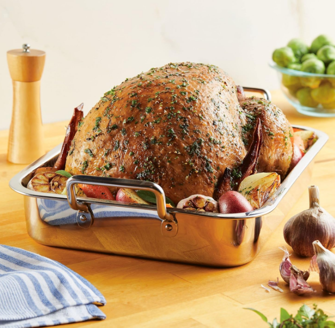 Classic Traditions Stainless Steel Roaster/Roasting Pan with Rack, 17 Inch x 12.25 Inch