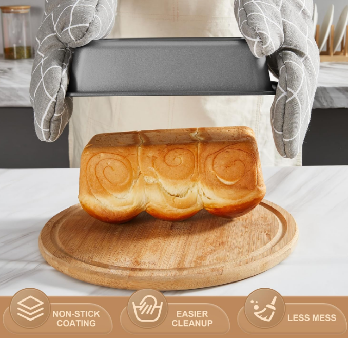 Bakeware Sets, Baking Pans Set, Nonstick Oven Pan for Kitchen with Wider Grips, 10 Pieces Including Rack, Cookie Sheet, Cake Pans, Loaf Pan, Muffin Pan, Pizza Pan - Grey