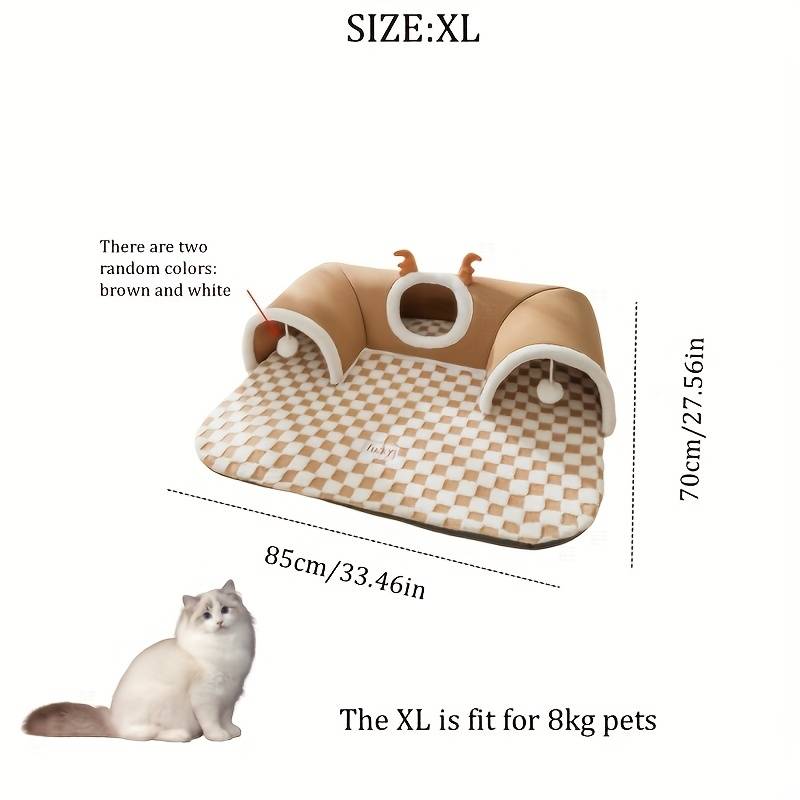 Brown Color XL Tunnel Cat Bed