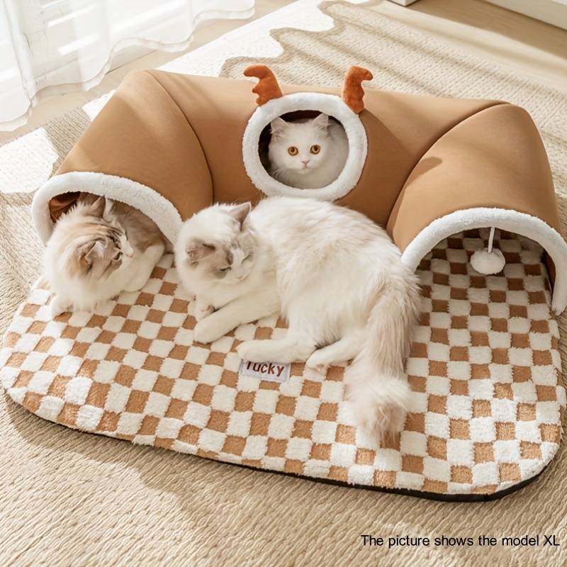 Brown Color XL Tunnel Cat Bed