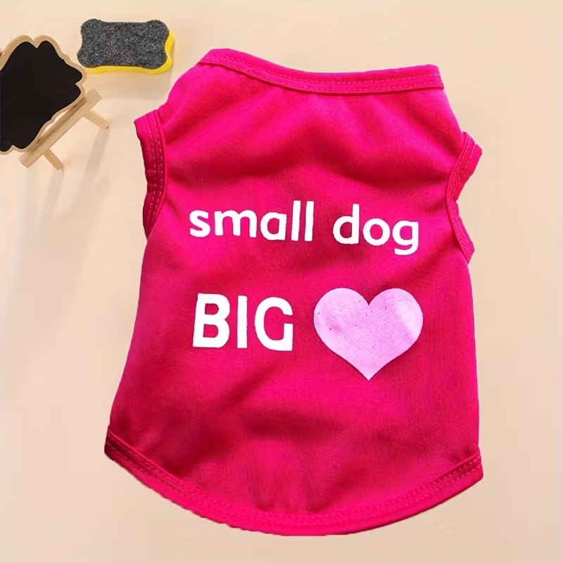 Breathable Polyester Dog Vest Pullover With Letter And Heart Pattern