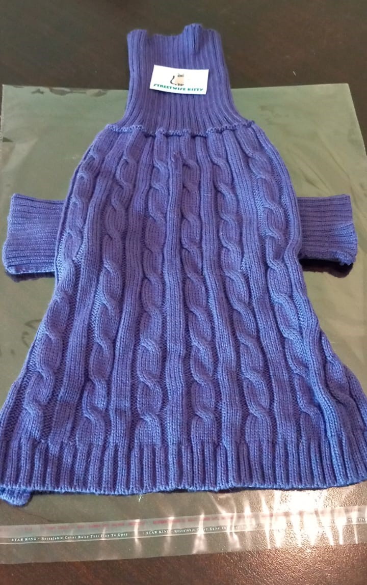 Purple Cable Knit Dog Sweater