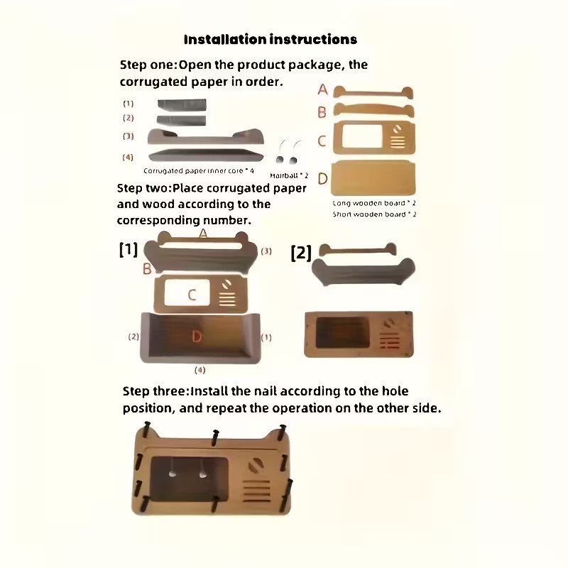 Wooden Cat House, Durable Cardboard, Multi-Level Design for All Cat Sizes