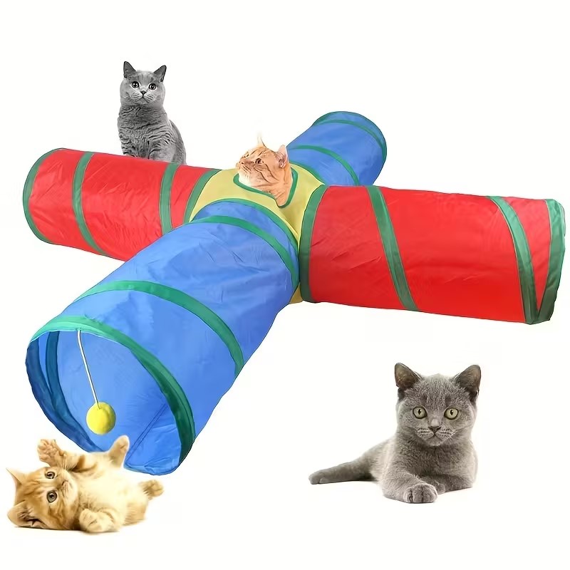 Four-way Cat Tunnel Dog Training Tunnel, Foldable Storage Tunnel, Pet Toy,