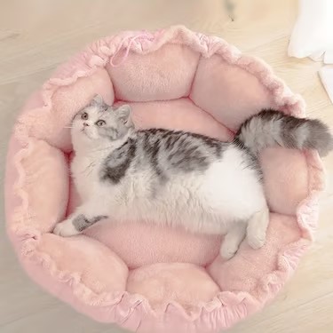 Plush Pink Cat Bed
